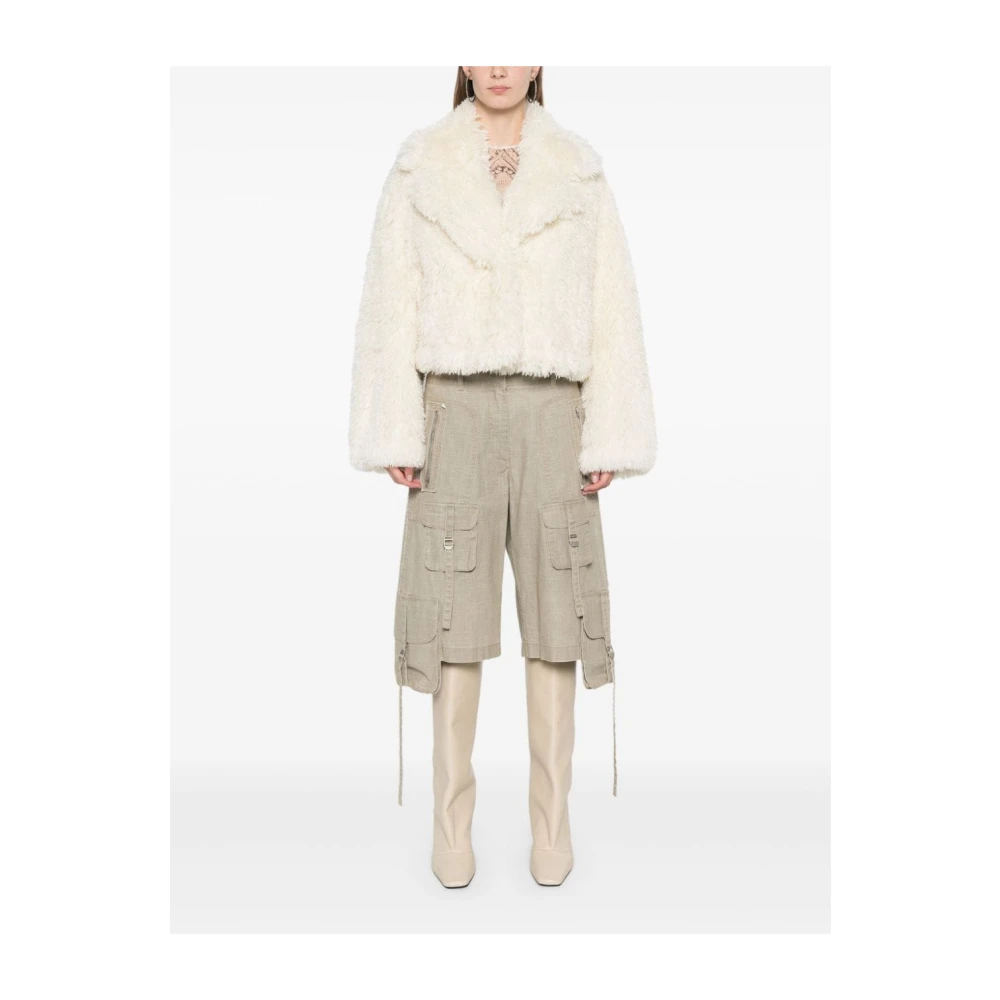 Stand Studio Witte Faux-Fur Jas met Brede Revers White Dames