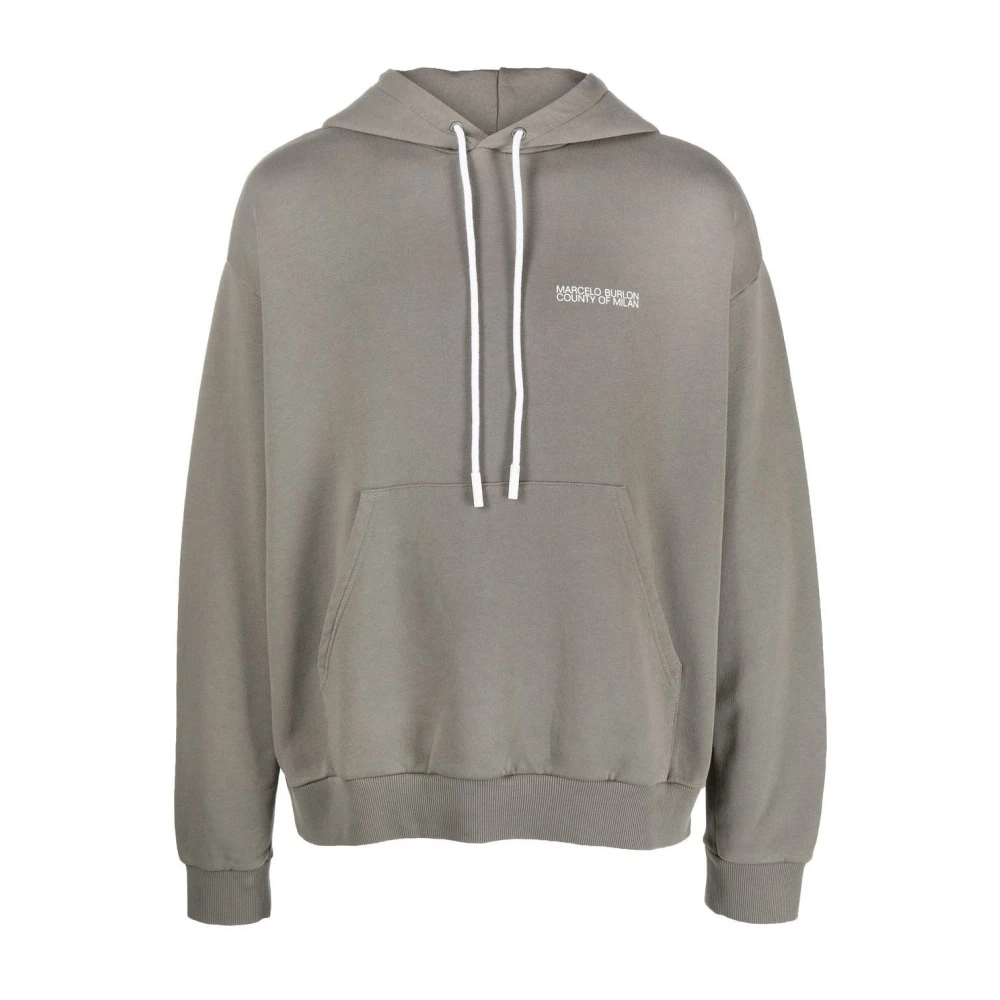 Marcelo Burlon White Hoodies, Male, M, Tempera Cross Over Hoodie