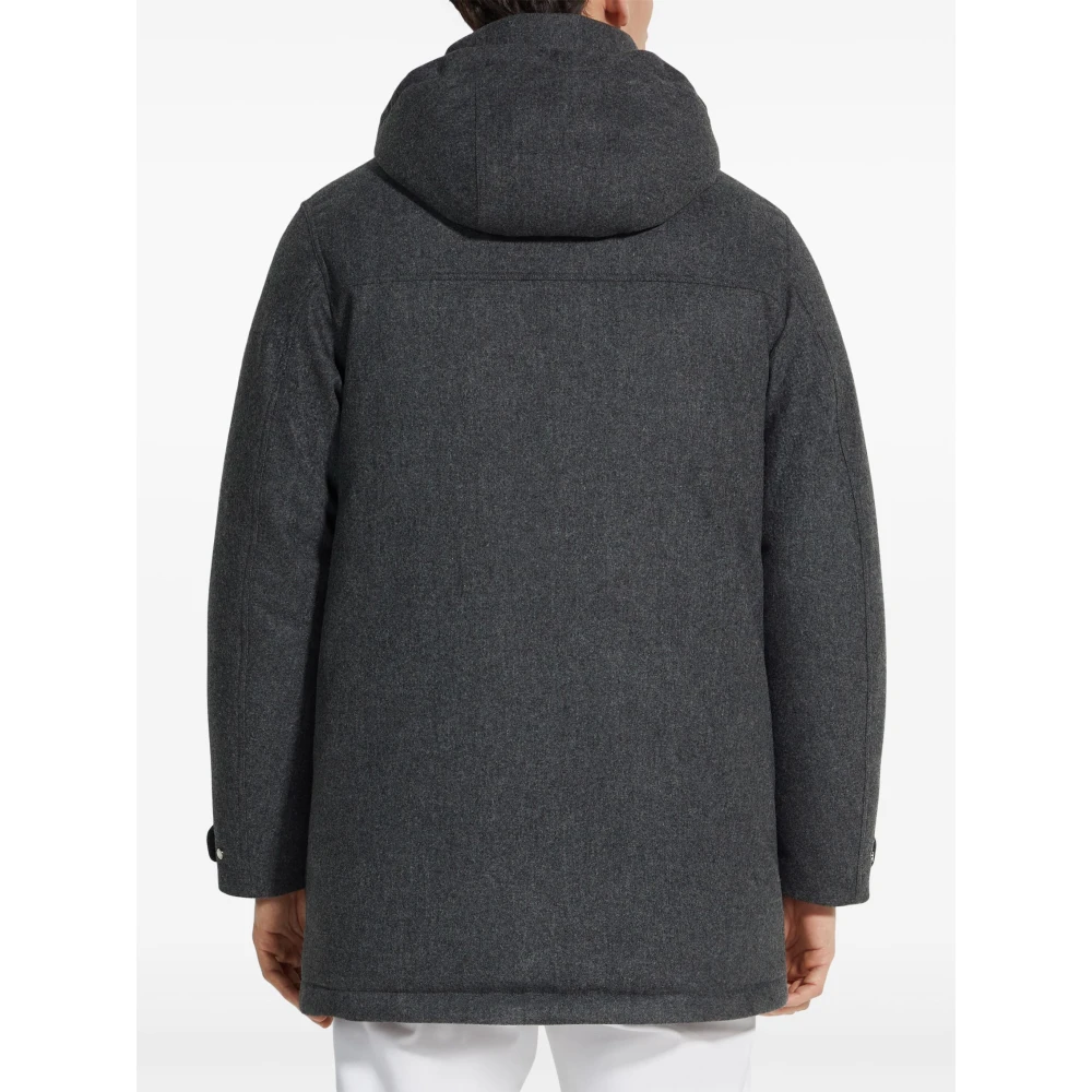 Ermenegildo Zegna Wollen Parka met Afneembare Capuchon Gray Heren