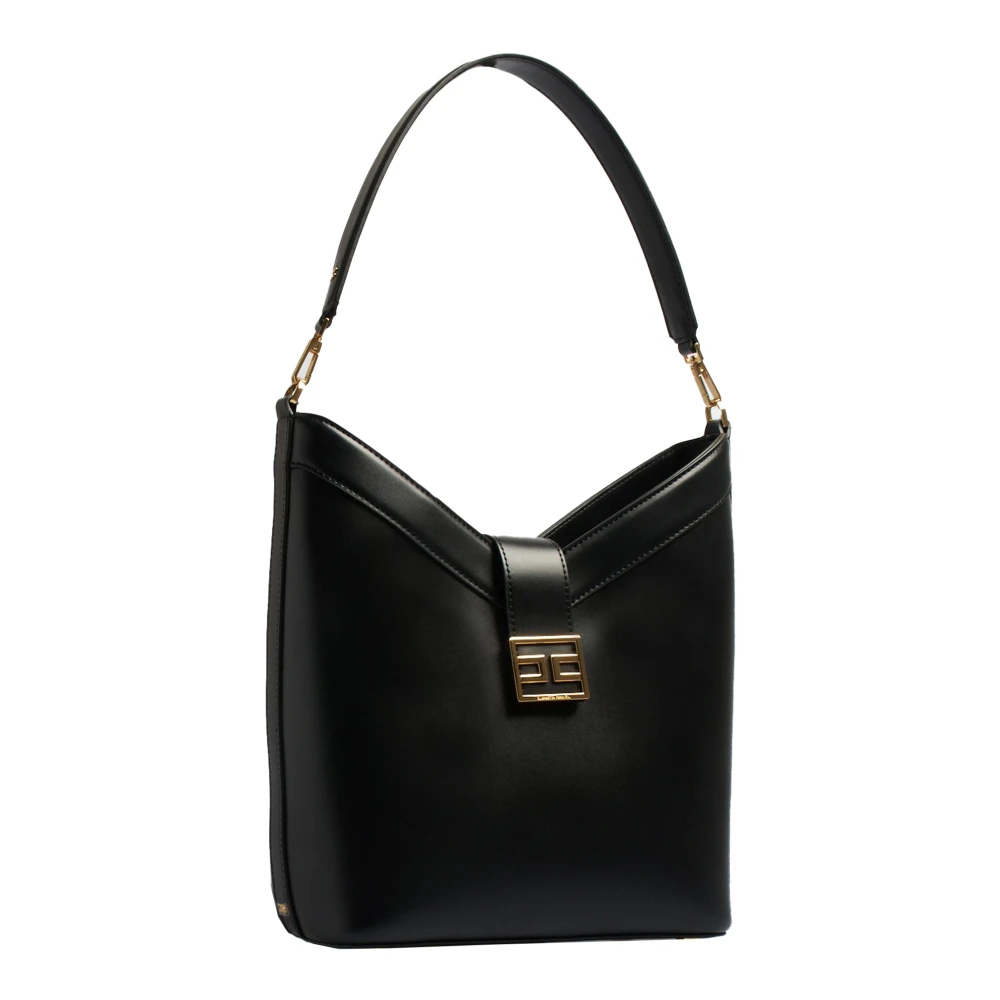 Elisabetta Franchi Zwarte Schoudertas met Verborgen Magneetsluiting Black Dames