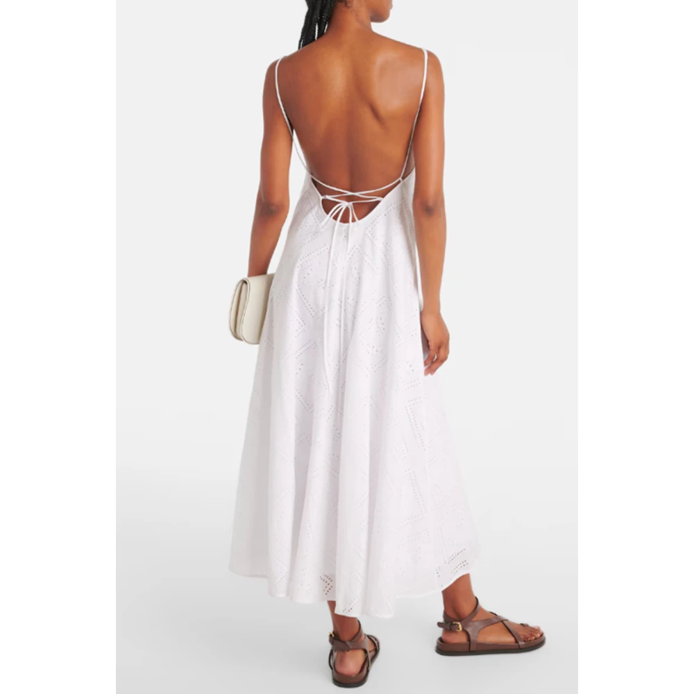 TORY BURCH Witte Kruisrug Katoenen Jurk White Dames
