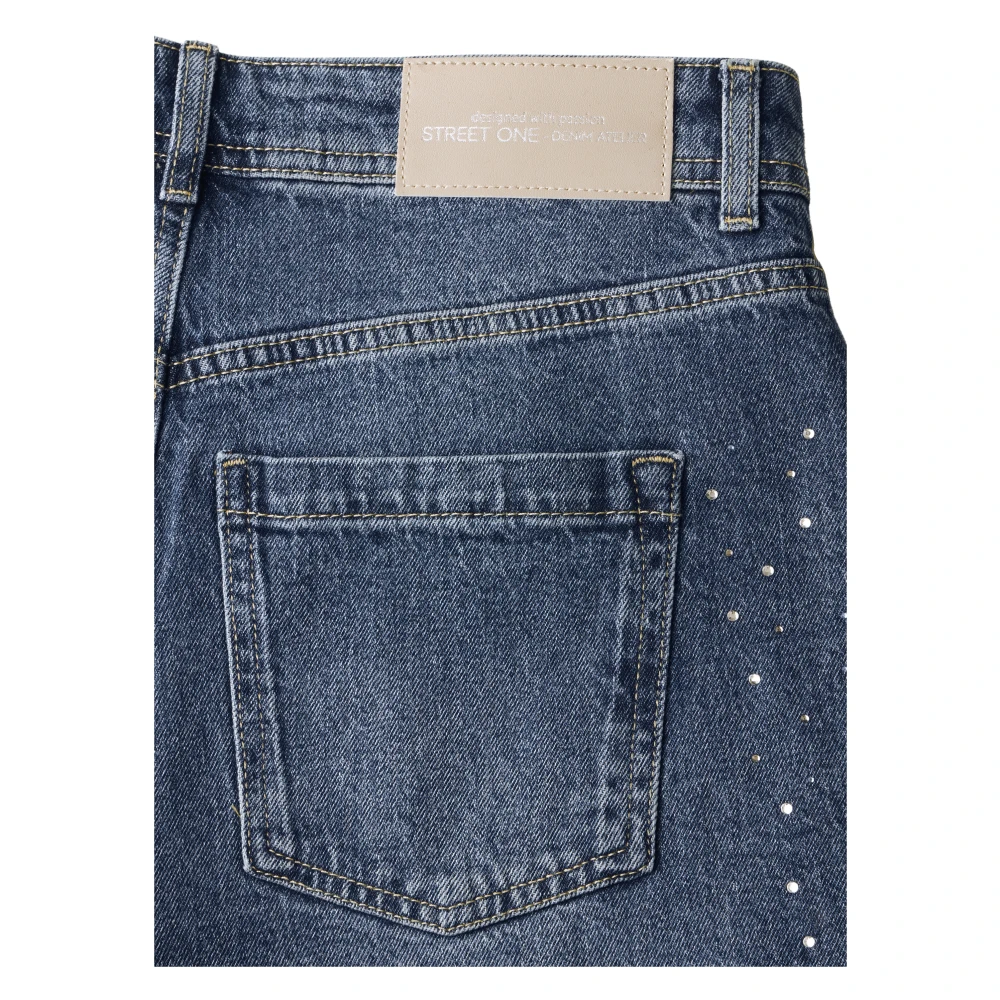 Street One Glitter Wide Leg Jeans Blue Dames
