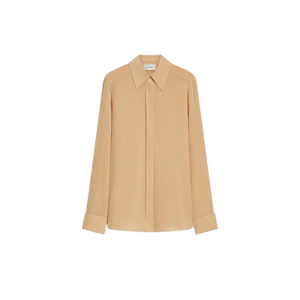 SPORTMAX Luxe Klassieke Zijden Overhemd Beige Dames