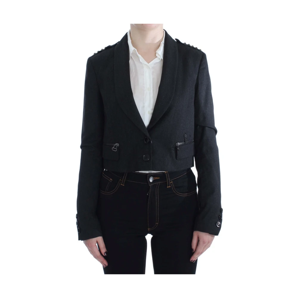Exte Elegante Grijze Blazerjas met Gouden Knopen Gray Dames