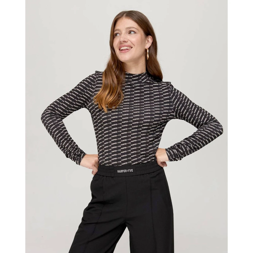 Harper & Yve Lange Mouw Top Jane-Ls Black Dames
