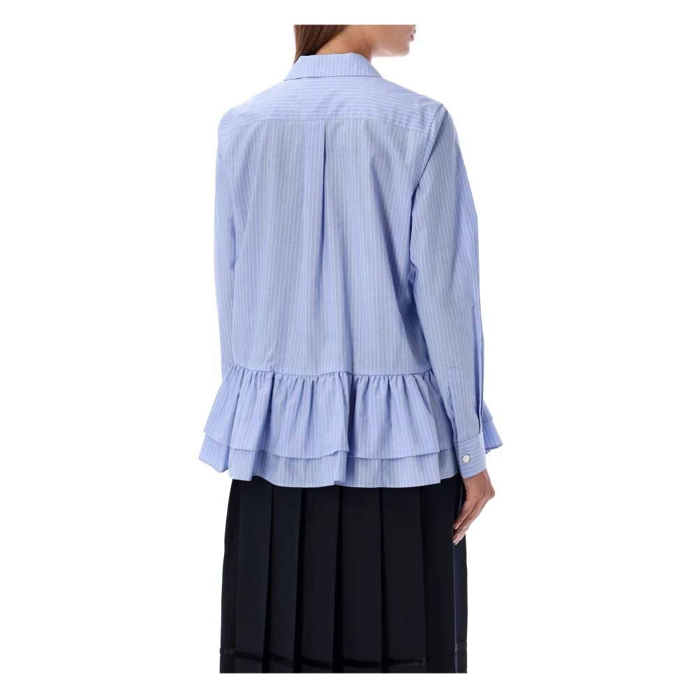 Comme des Garçons Geruite Gestreepte Shirt Blauw Wit Blue Dames