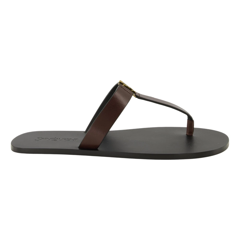 Saint Laurent Men's Brown Flip Flops, 11 Uk, Tongs Babylone