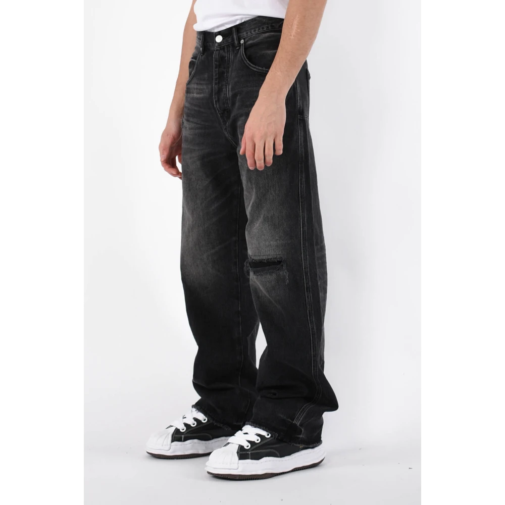 Purple Brand Baggy Jeans met knoopsluiting Black Heren