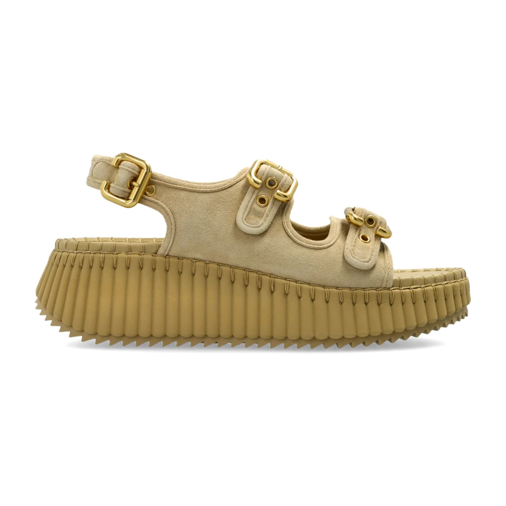 Chloé Women's Beige Nama Platform Sandals - Wedges - 3 Uk- Shoes