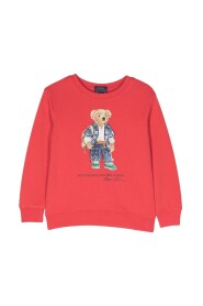 Barn Bomullssweatshirt, Levande Röd, Grafiskt Tryck