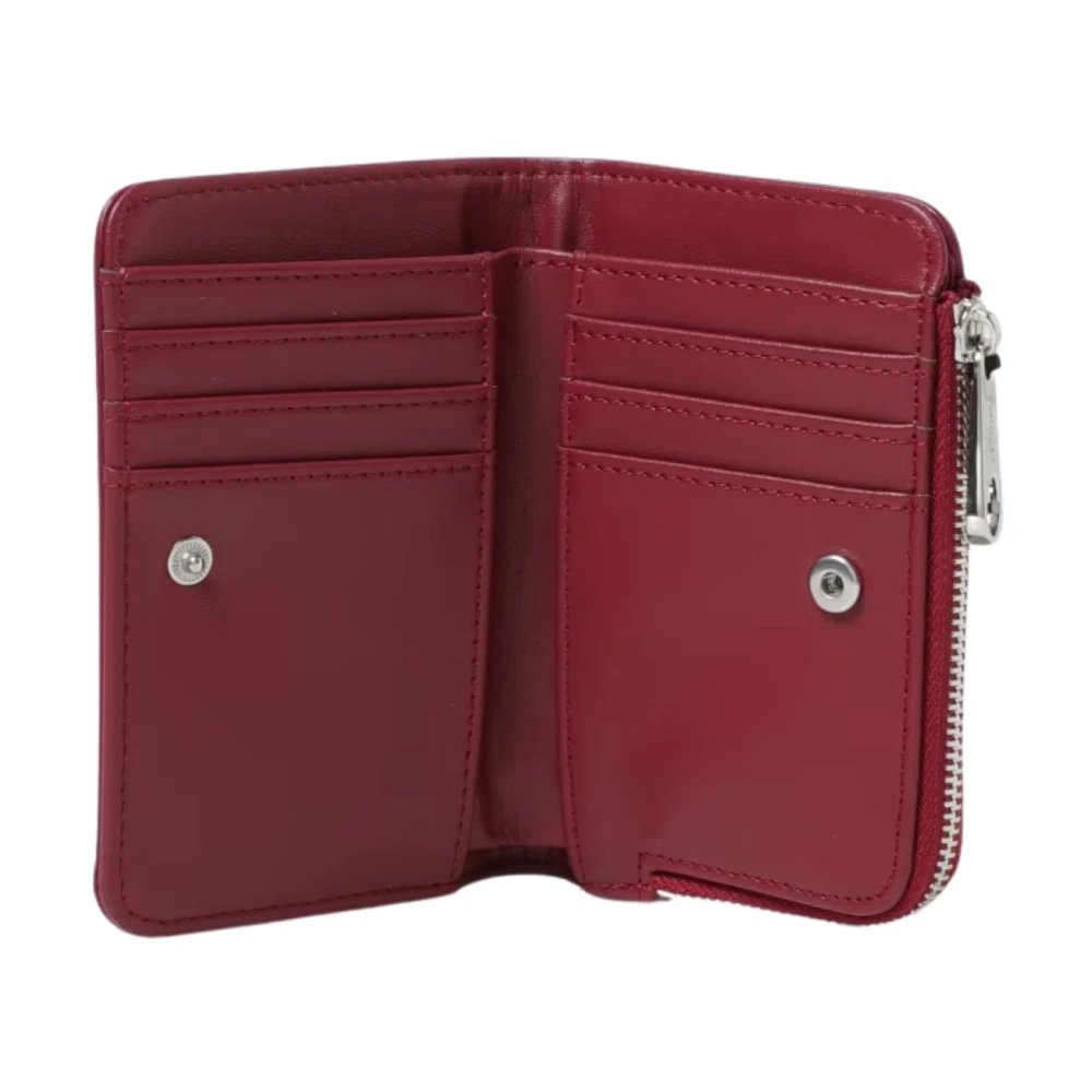 Twinset Bordeaux Leren Portemonnee Drukknoopsluiting Red Dames
