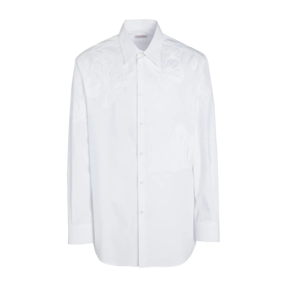 Valentino Geborduurd Katoenen Overhemd White Heren