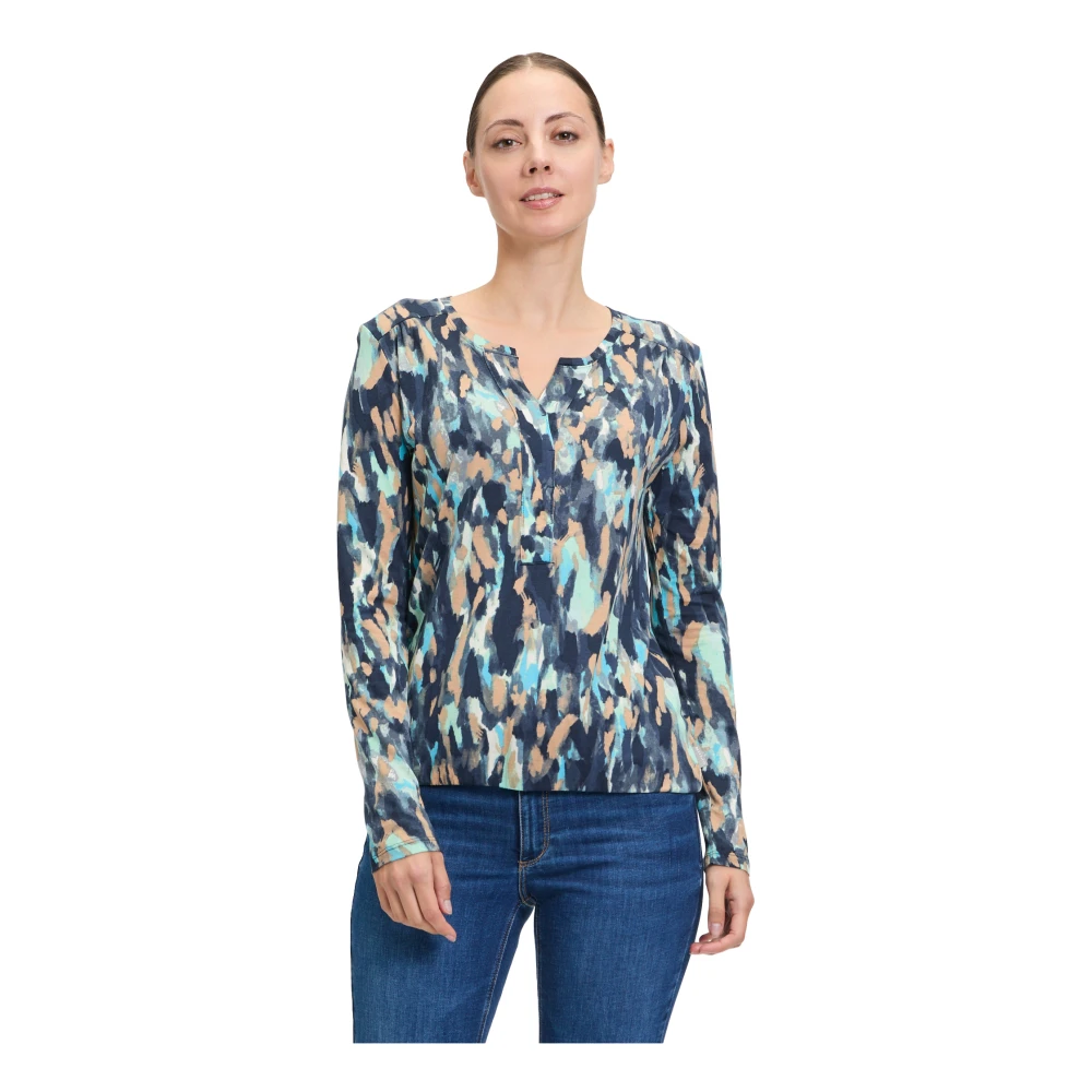 Betty & Co Blouse shirt met elastische tailleband Multicolor Dames