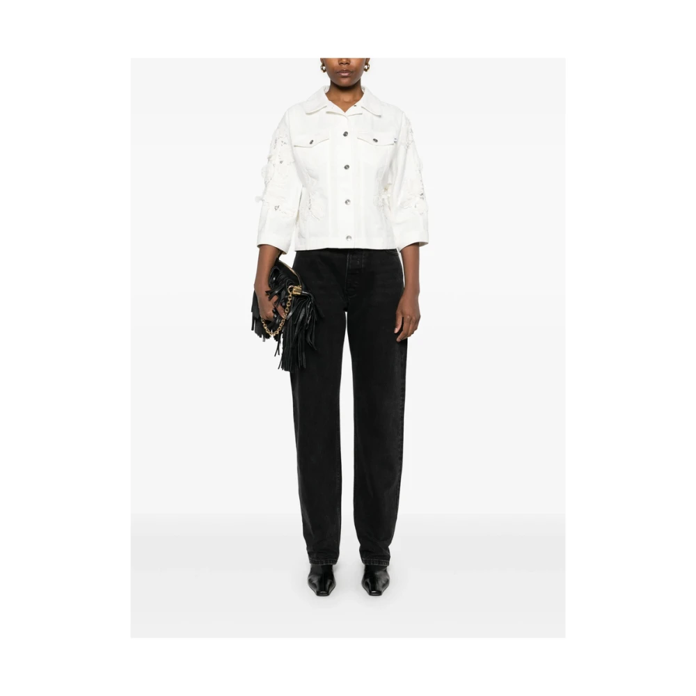 Ermanno Scervino Witte Kant Detail Jas Lange Mouwen White Dames