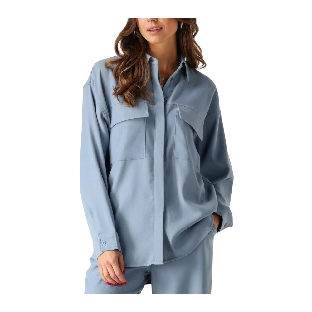 Minus Livina Oversized Shirt Blauwe Blouse Blue Dames