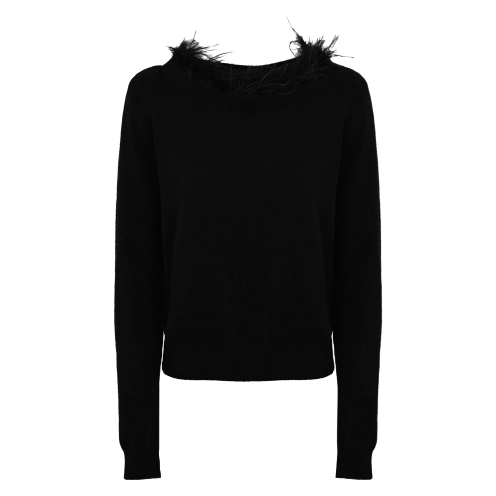 Twinset Zwarte Veren Sweaters Black Dames