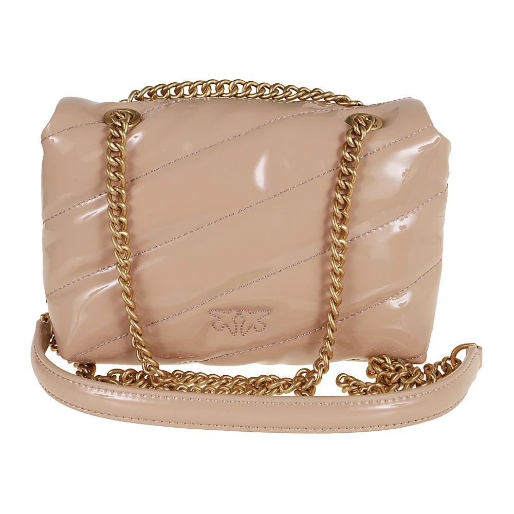 pinko Antiek Goud Love Puff Baby Clutch Beige Dames