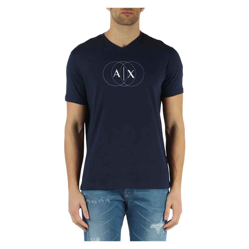 Armani Exchange V-hals T-shirt Blue Heren