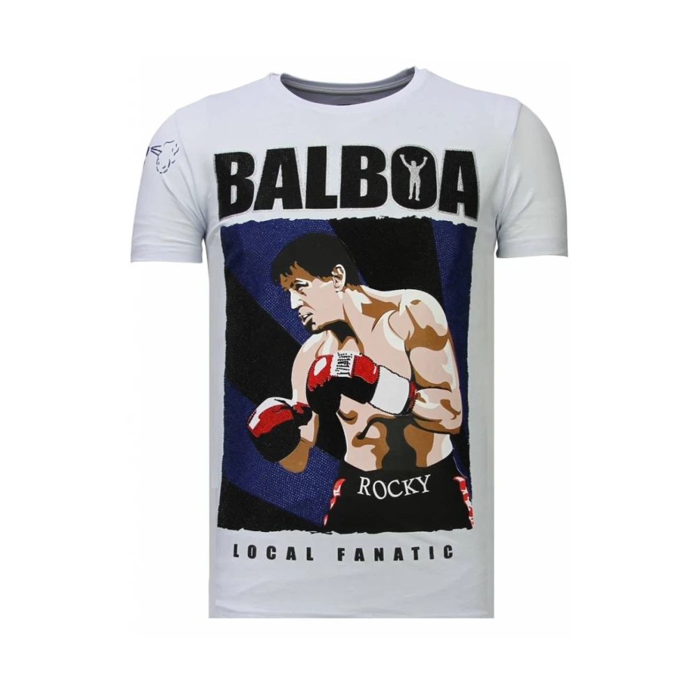 Local Fanatic Balboa Rocky Rhinestone - Man T shirt - 13-6223W White, Herr
