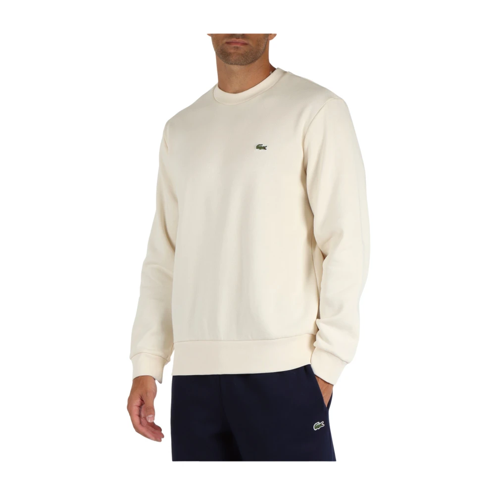 Lacoste Klassieke Fit Crewneck Sweatshirt met Voorlogo Patch Beige Heren