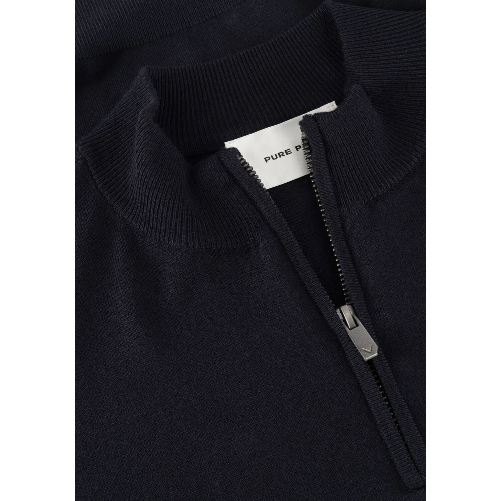 Pure Path Essential Knit Halfzip Sweater Blue Heren