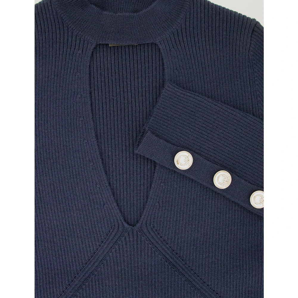 pinko Gebreide Crew Neck Trui Blue Dames