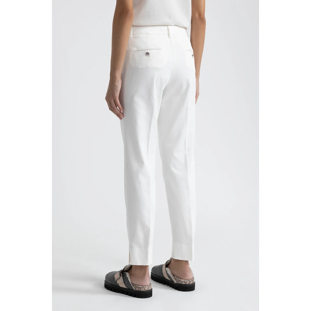 PESERICO Iconische 4718 katoen zijde gabardine en tencel broek White Dames