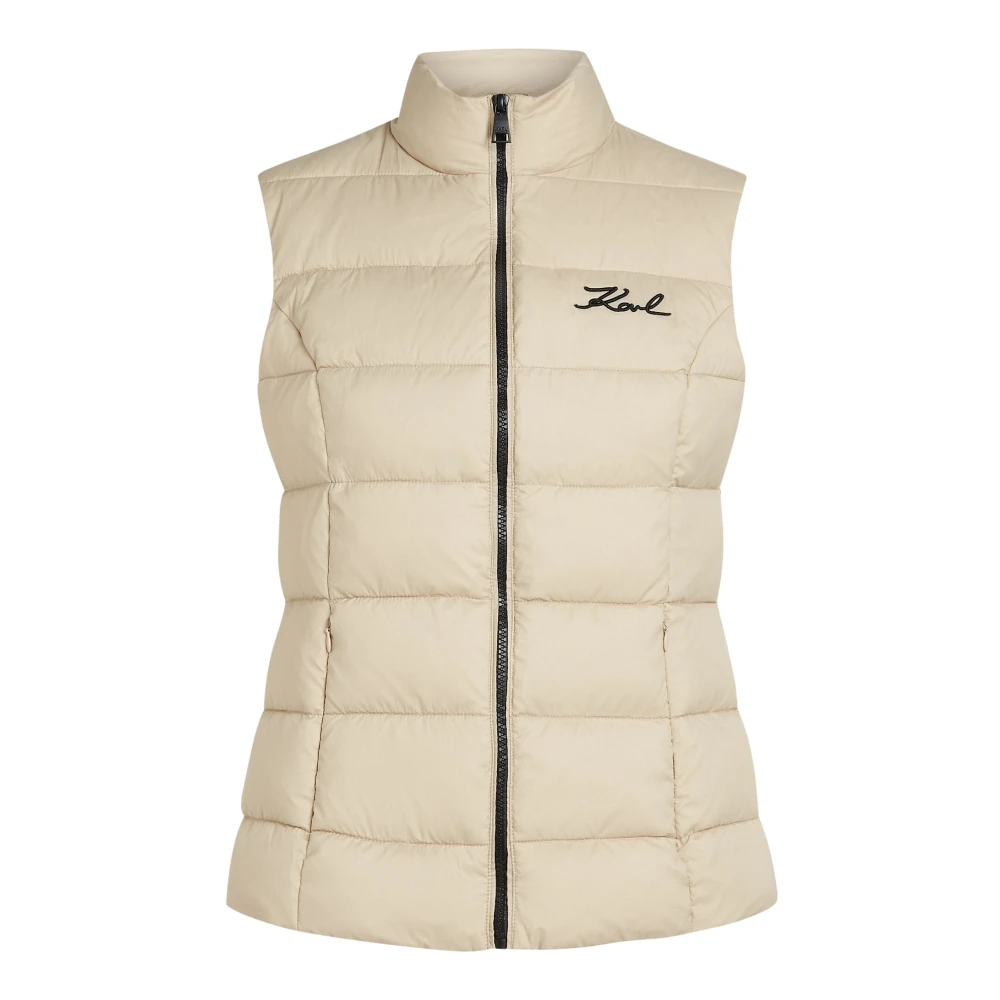Karl Lagerfeld Gewatteerd vest met contrasterende accenten Beige Dames