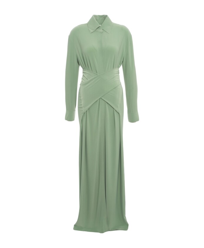 green-maxi-dress-with-shirt-collar