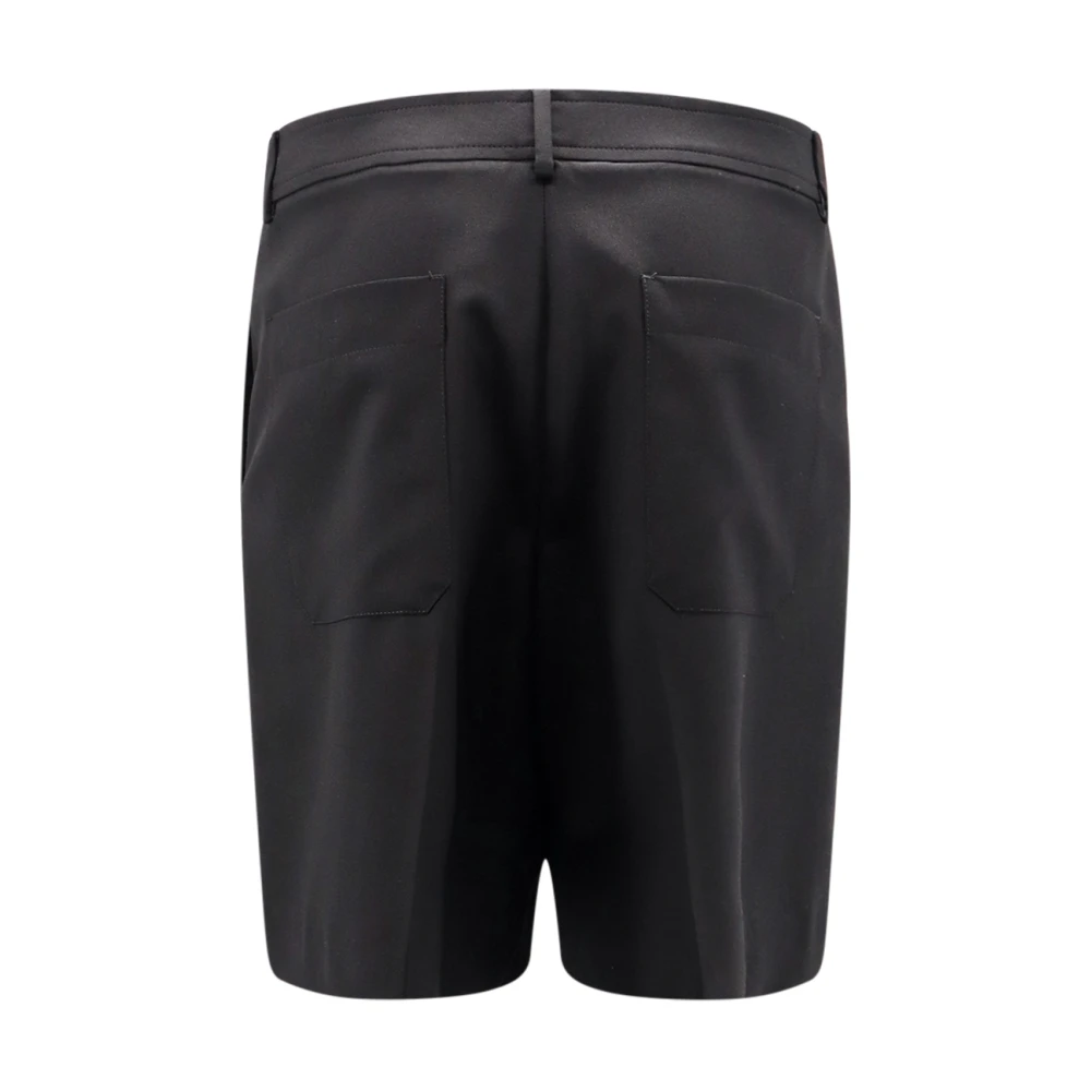 Valentino Zwarte Wollen Shorts met Knoopsluiting Black Heren