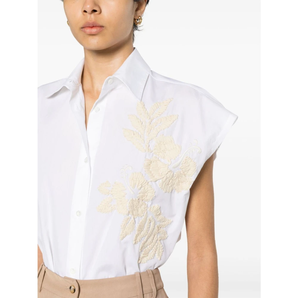 Ermanno Scervino Witte Mouwloze Shirt met Bloemenapplicatie White Dames
