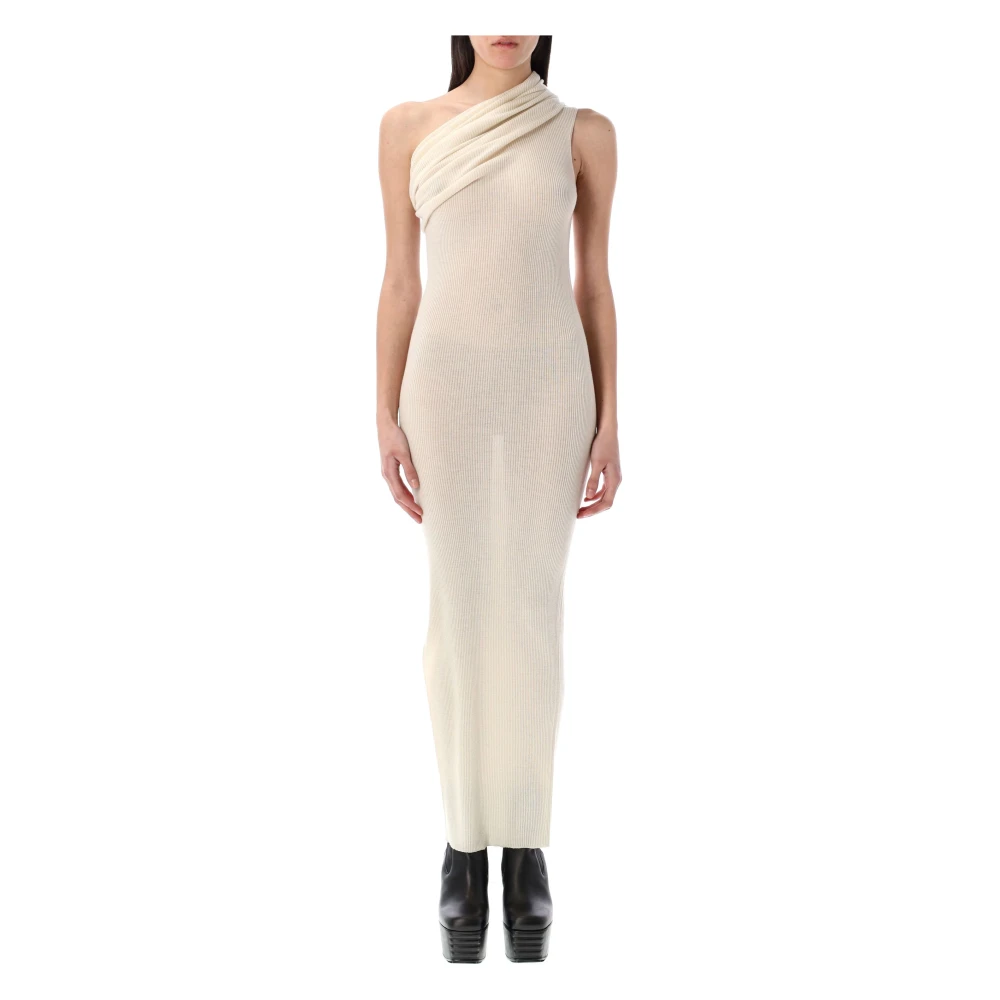 Rick Owens Asymmetrische One Shoulder Jurk Beige Dames