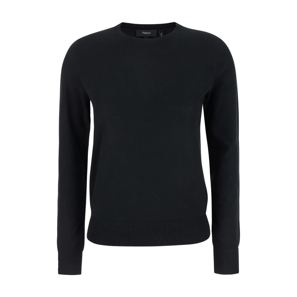 Theory Zwarte Merino Lange Mouw Sweater Black Dames