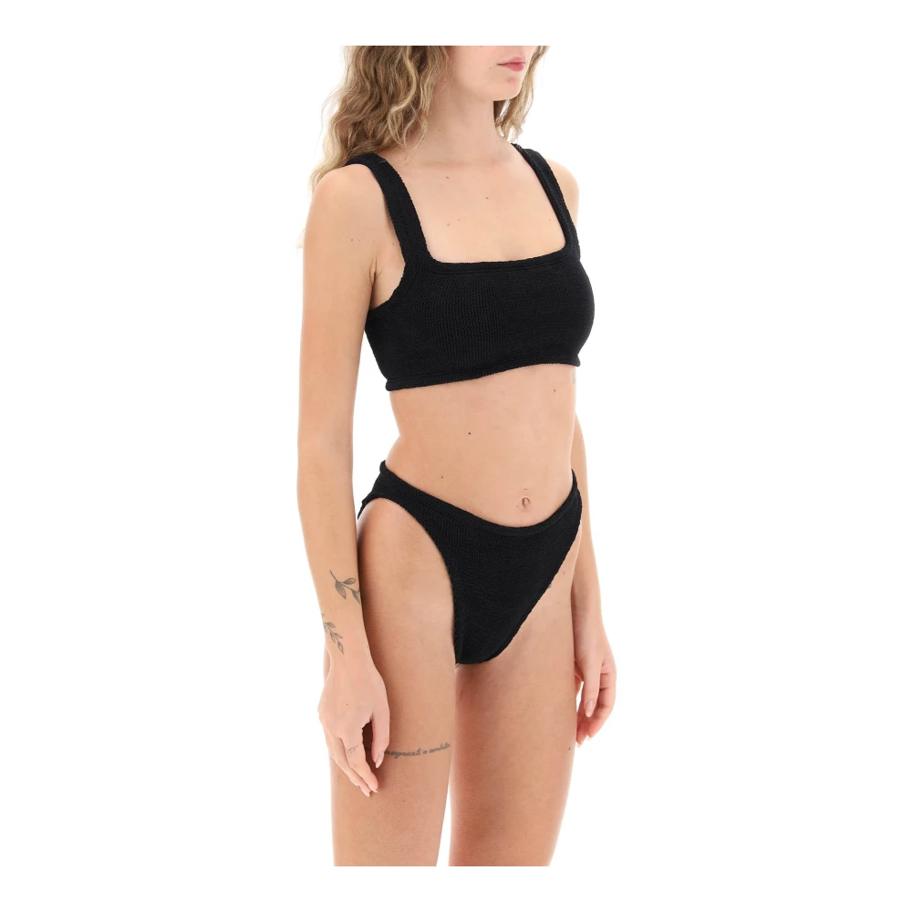 Hunza G Gekreukelde Stretch Tweedelige Bikini Set Black Dames