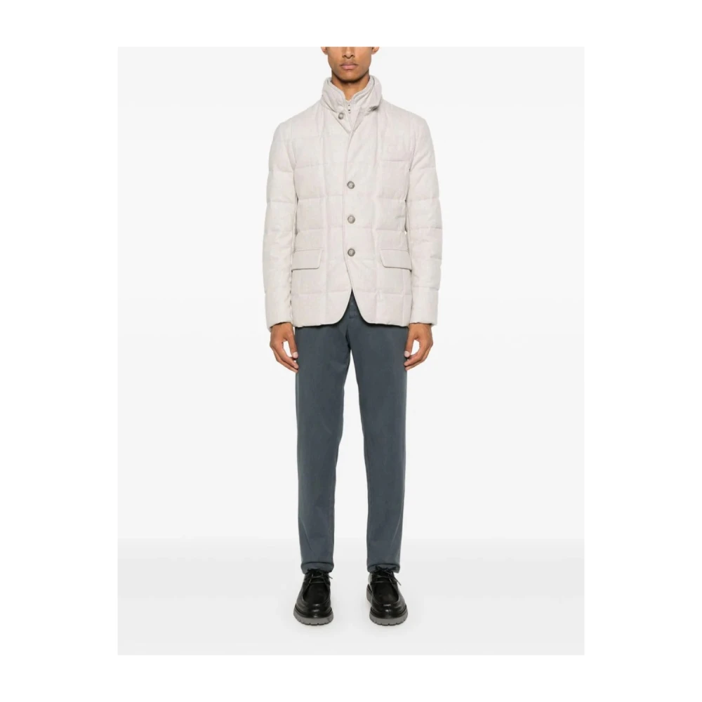 Fay Ivoor Pufferjas met Front Zip Beige Heren