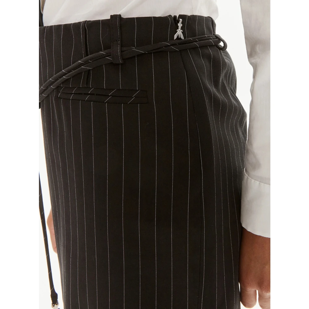 PATRIZIA PEPE Zwarte Mini Flanellen Rok met Sartoriale Details Black Dames
