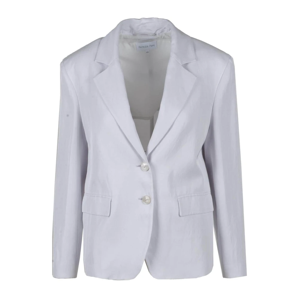 PATRIZIA PEPE Linnen Blend Jas Gray Dames
