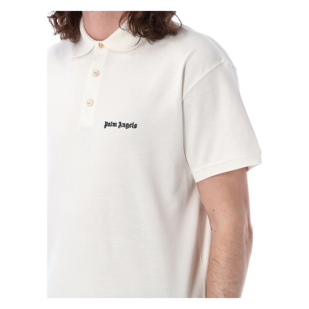 Palm Angels Klassieke Polo Shirt voor Mannen White Heren