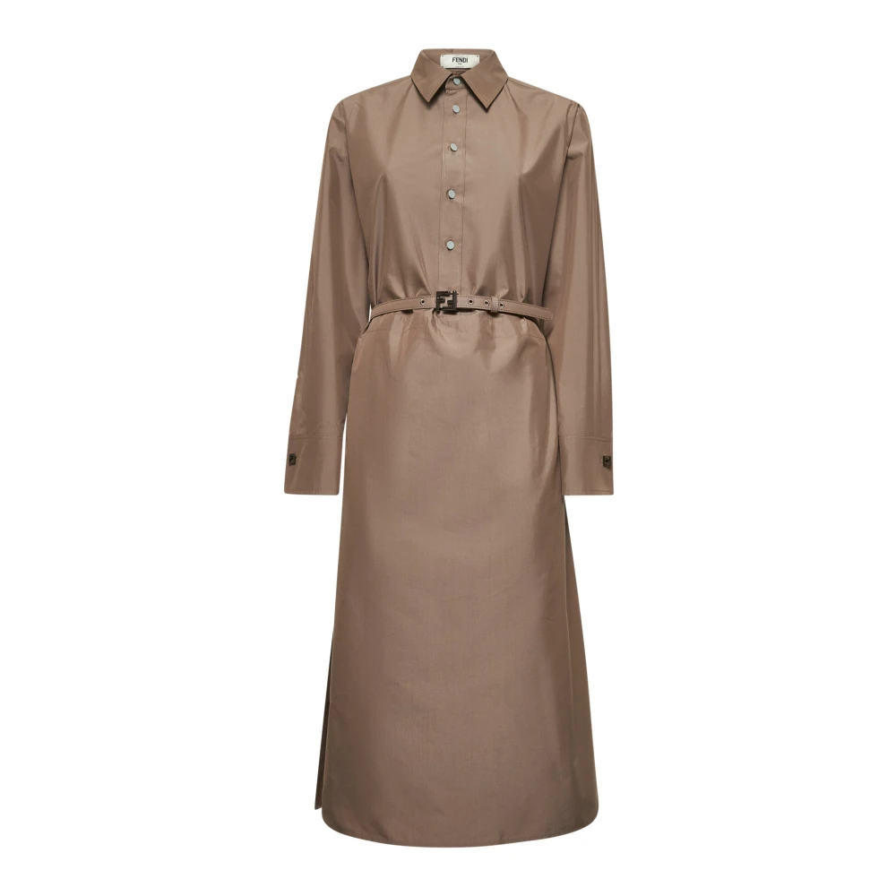 Fendi Mujer Marrón - Vestido Camisero De Algodón - Dresses - Xs