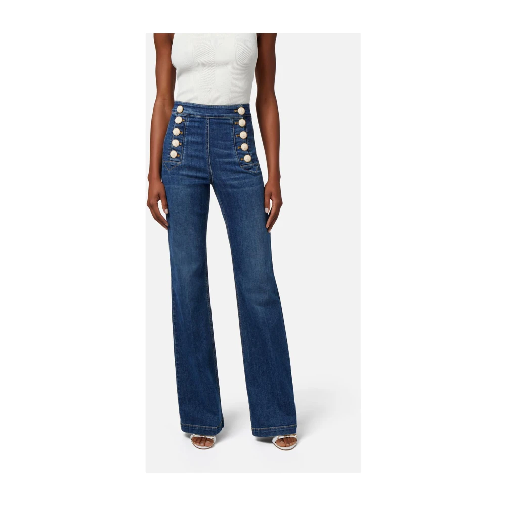 Elisabetta Franchi Vintage Blauwe Palazzo Jeans Blue Dames