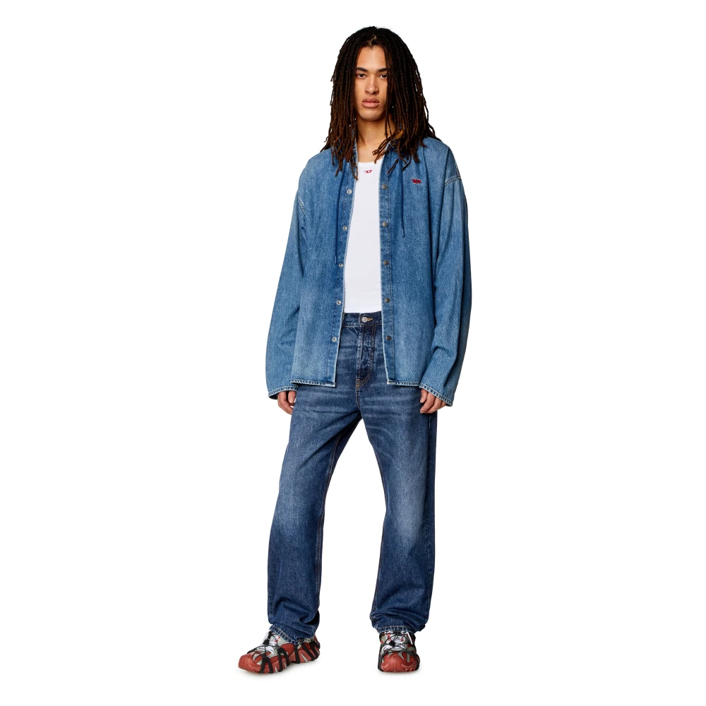 Diesel Street Style Straight Jeans Blue Heren
