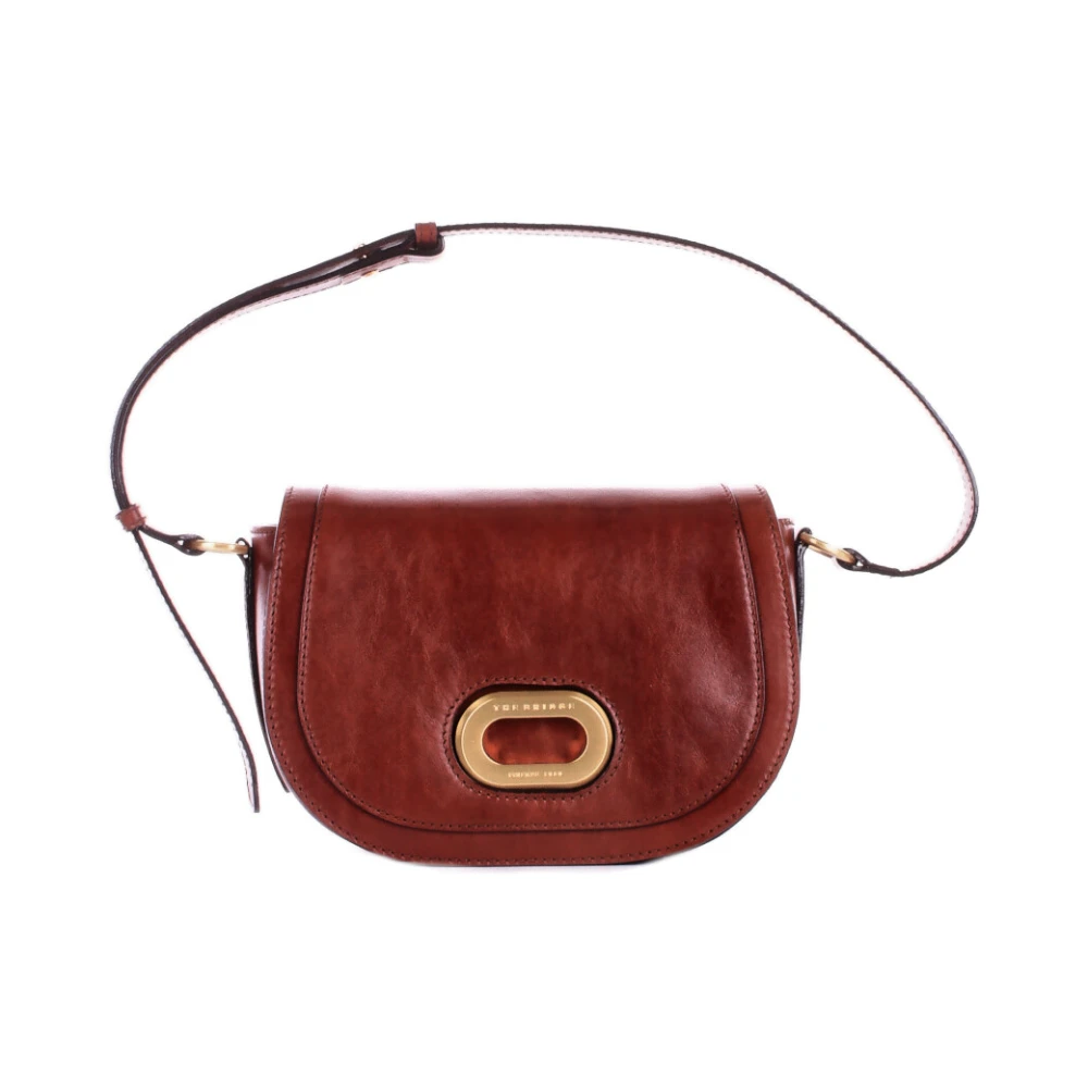 The Bridge Women's Brown Shoulder Bag With Clip Closure