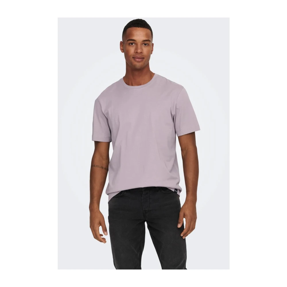 Only & Sons T-Shirts Purple Heren