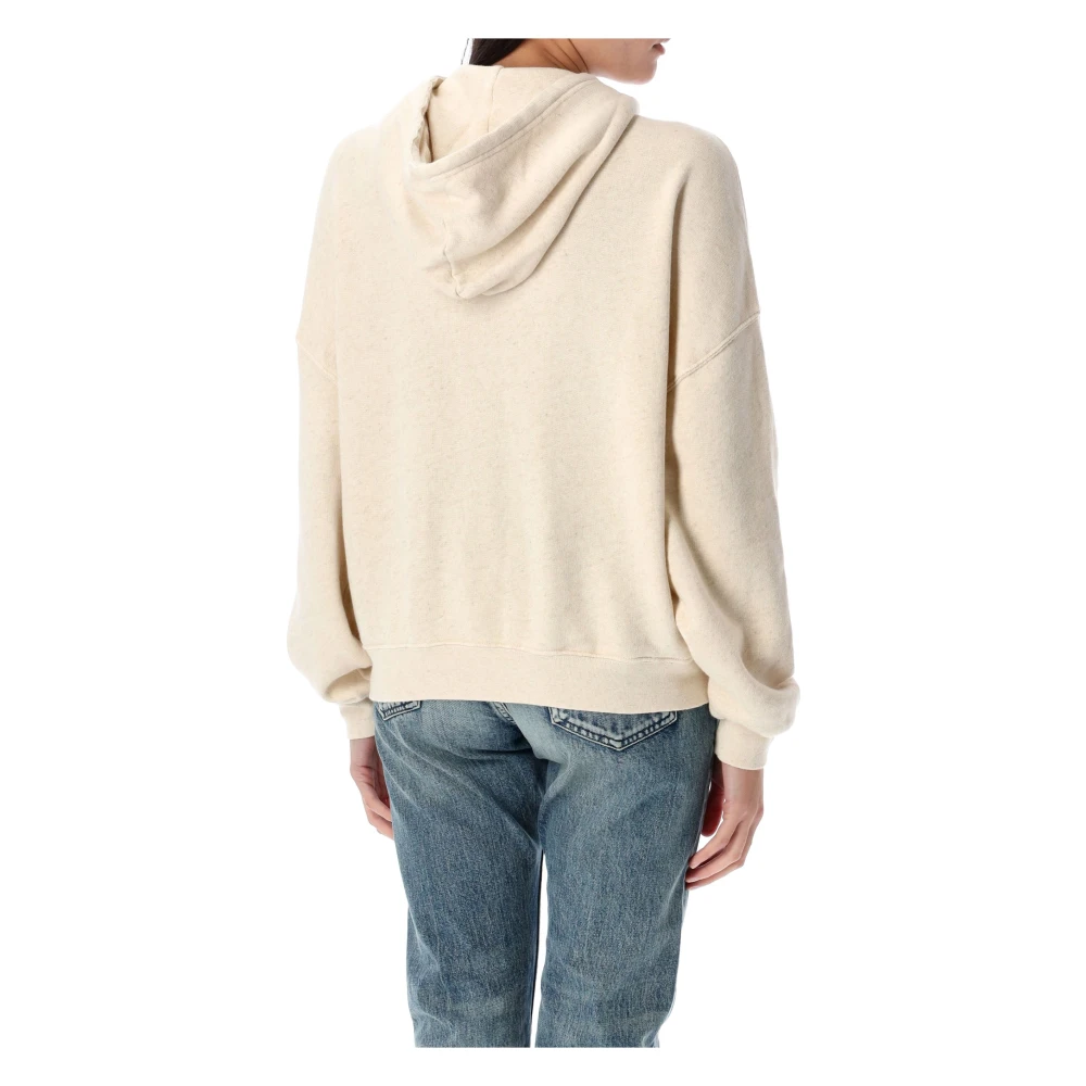 American vintage Ecru Chine Gebreide Hoodie Aw24 White Dames
