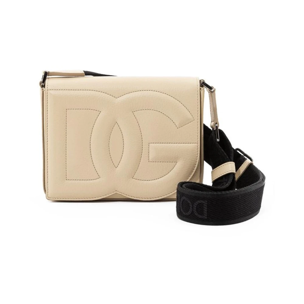 Dolce & Gabbana Stijlvolle Leren Crossbody Tas Beige Heren