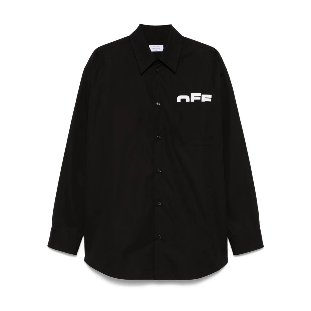 Off White Zwart en wit overhemd voor mannen Black Heren