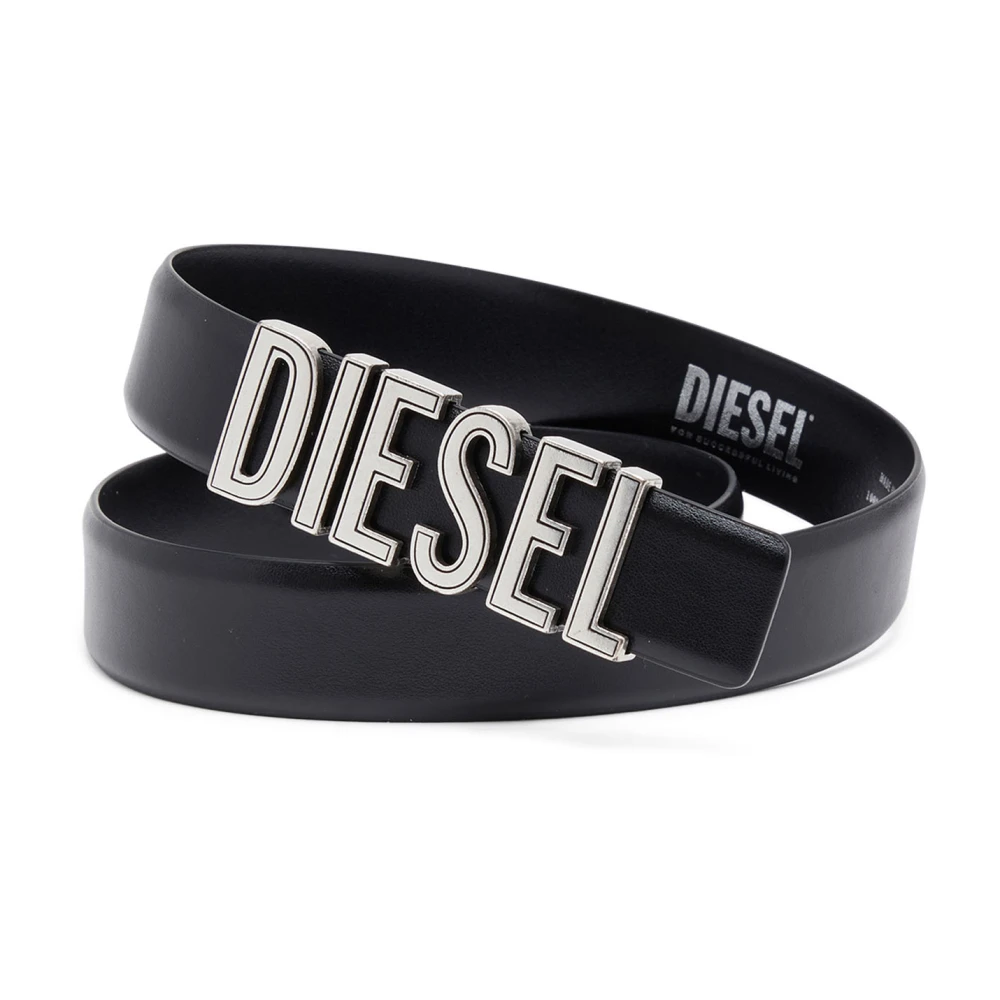 Diesel Leather belt with chunky logo letters Black Dames