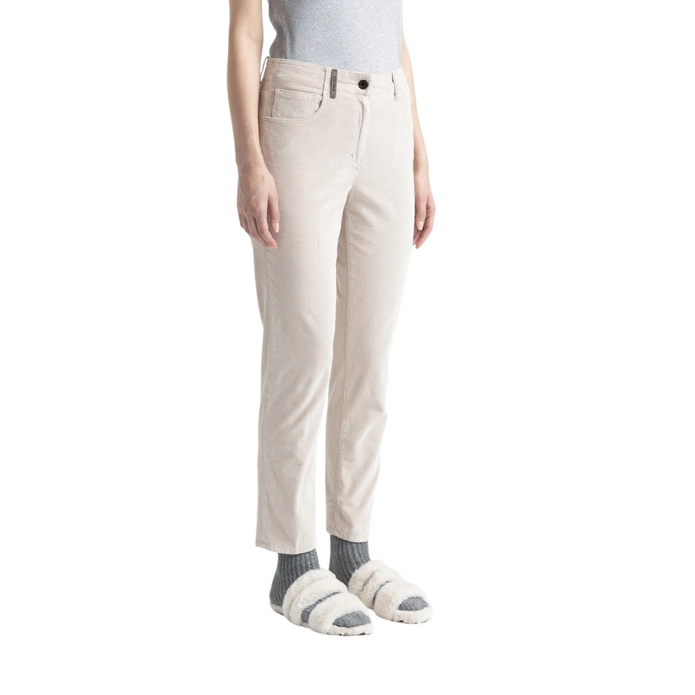 PESERICO Needlecord denim sigarettenbroek Beige Dames