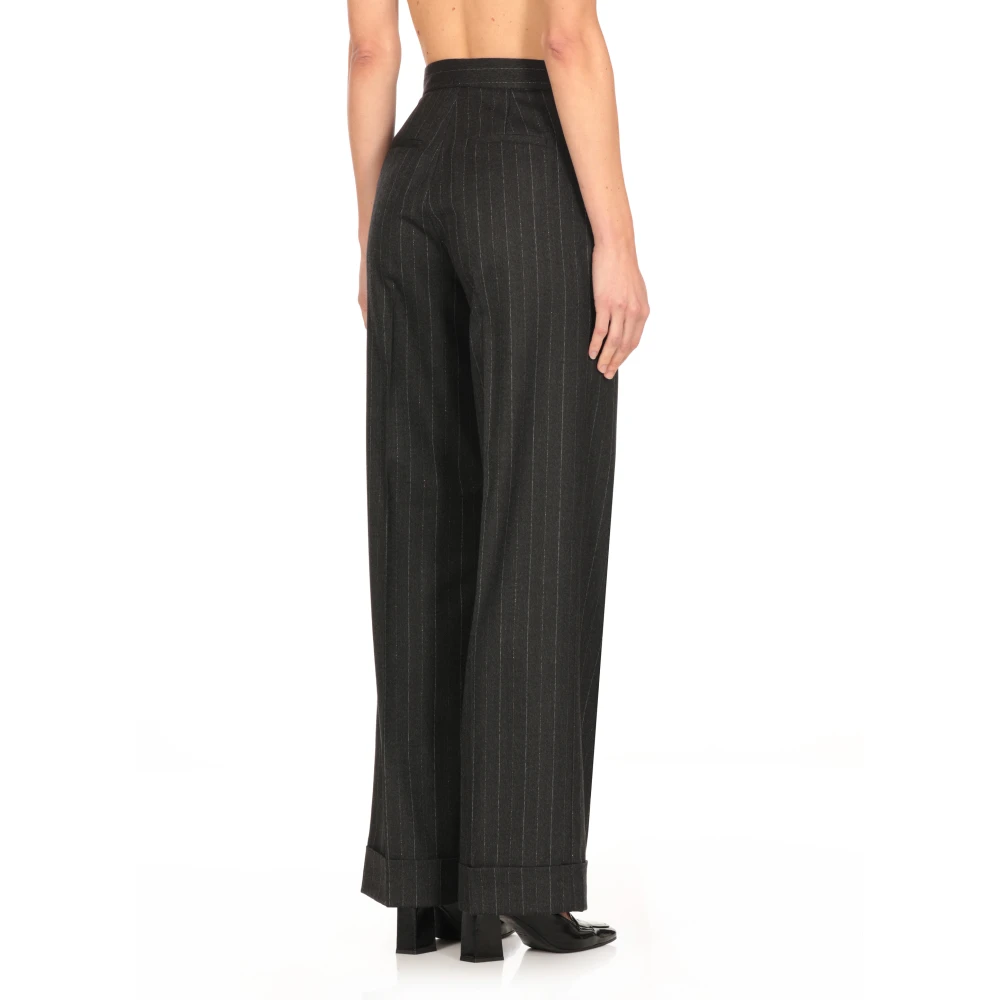Antonelli Firenze Zwarte Gestreepte Broek met Lurex Details Black Dames