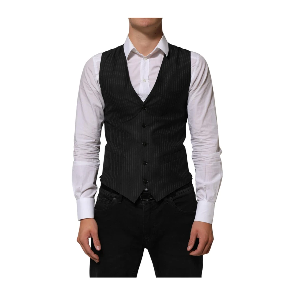 Dolce & Gabbana Mannelijk Zwart Kostuums Heren, S, Wol, Wollen Formeel Geklede Gilet